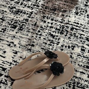 Kate Spade Tan Sandals with Black Floral Detail
